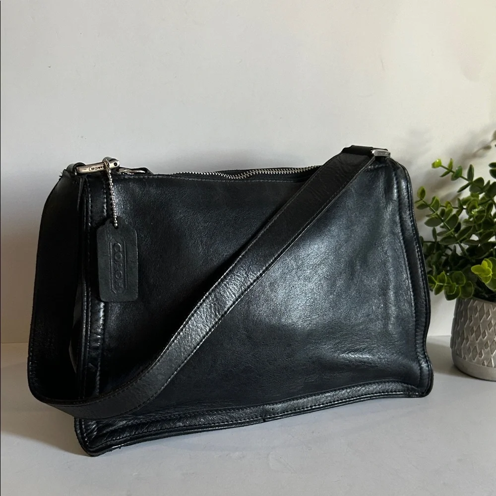 Black Leather Messenger Bag